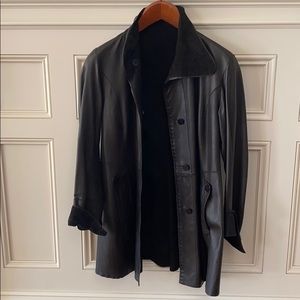 Woman’s Dark Brown leather/suede car length Jacket